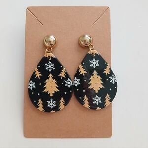 Fashion Jewelry Black and Gold Teardrop Earrings